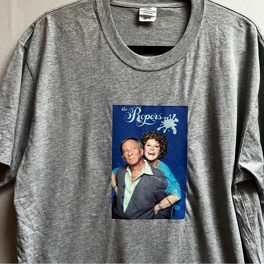 The Ropers Vintage Style Graphic T Shirt Gray Size L 70s TV Show